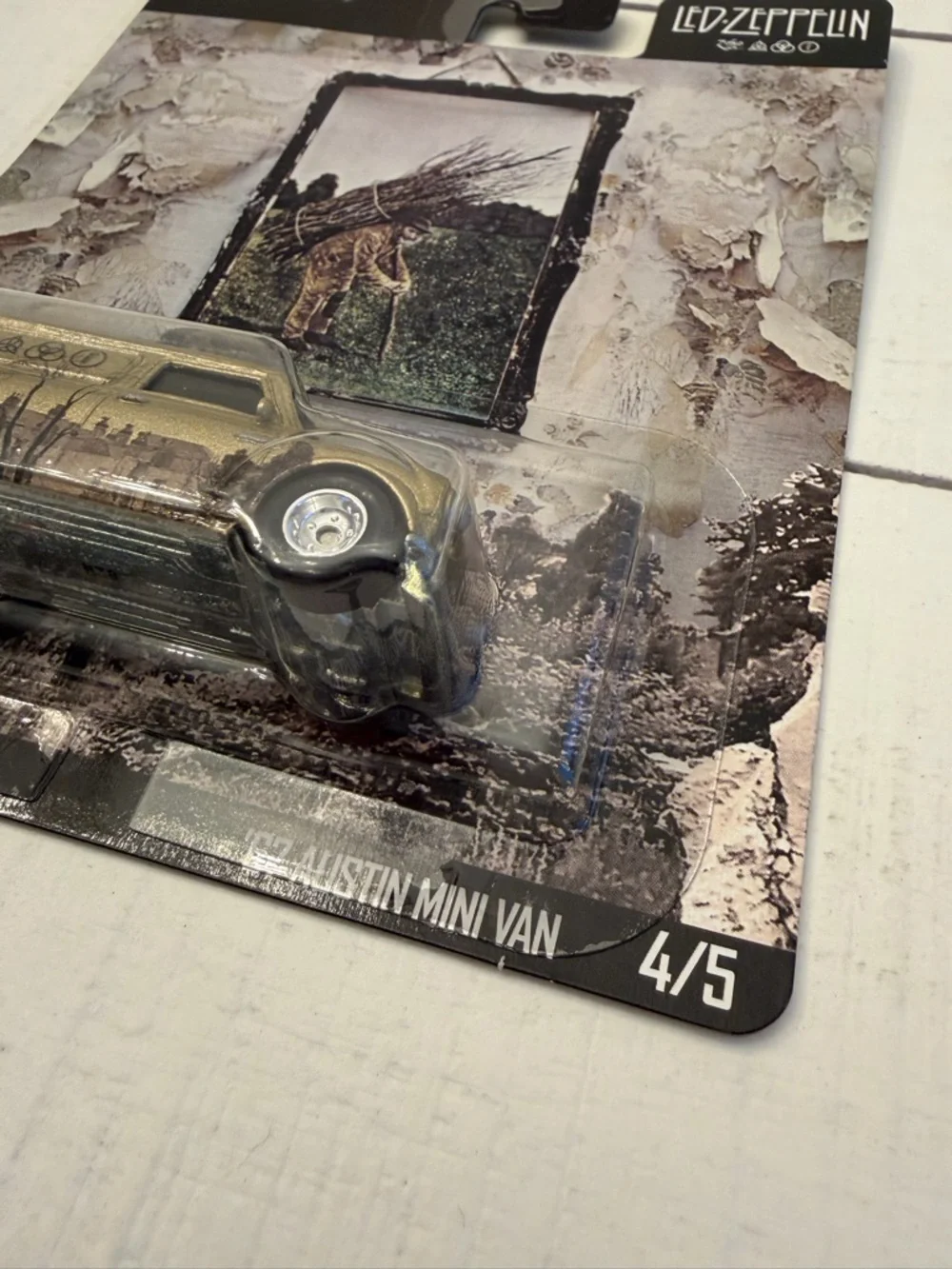 Led Zeppelin Hot Wheels '67 Austin Mini Van Toy Car -Metallic Gold with Graphics